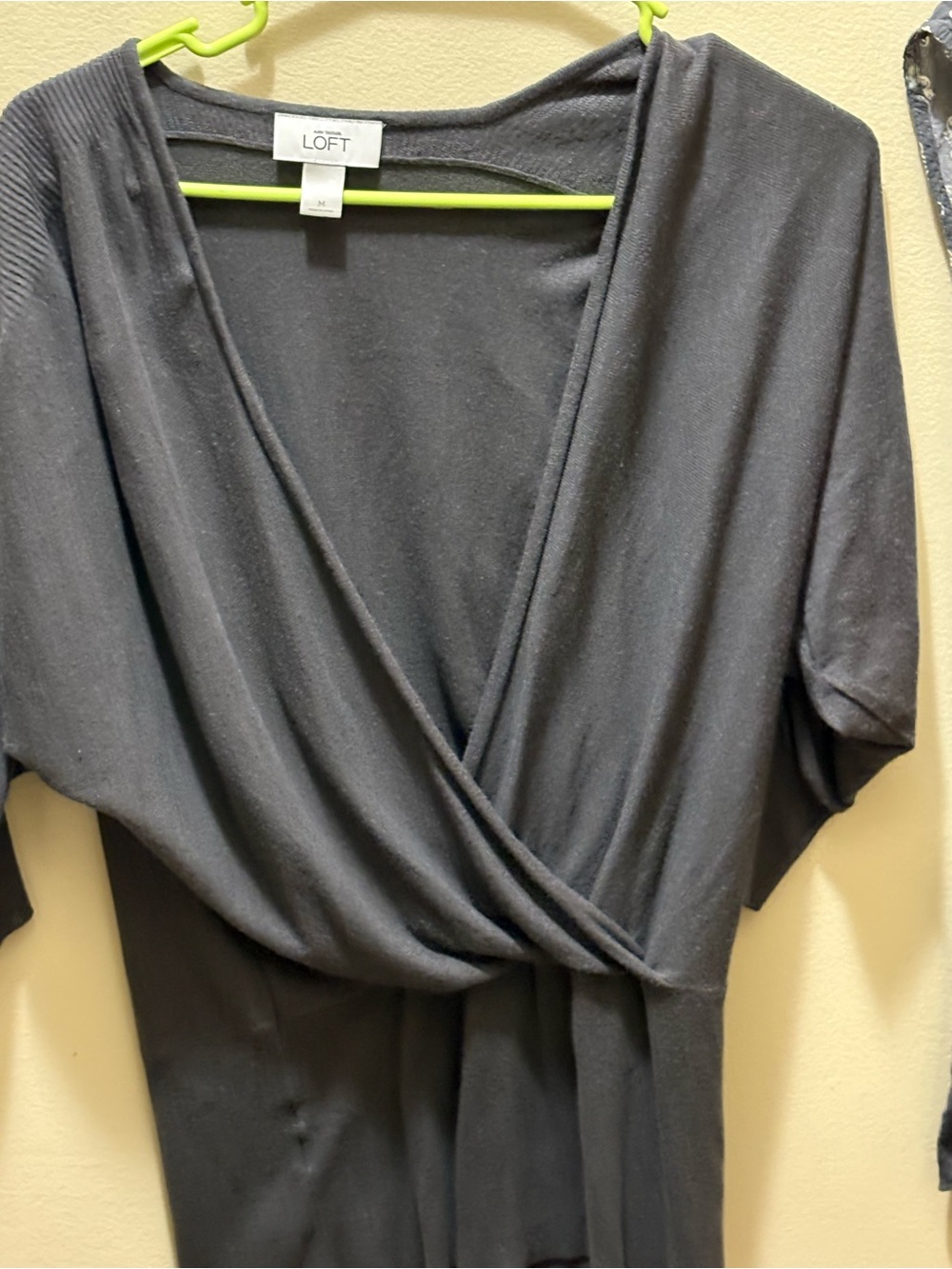 LOFT Charcoal Gray Wrap-Style Women's Top